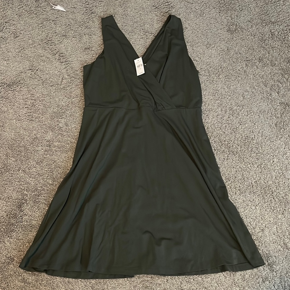 Olive green v-neck dress